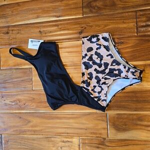 One piece leopard and black swimsuit size med